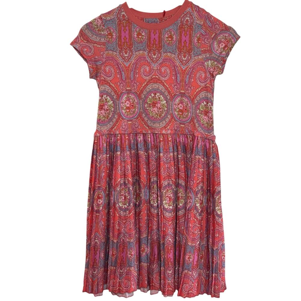 Oilily Pink Paisley Pleated Thousand Jersey Dress